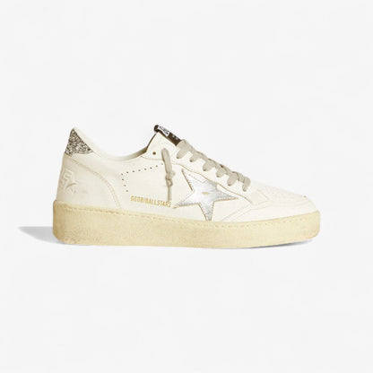 Baskets Golden Goose Ball Star 2 – Blanc/Argent pailleté