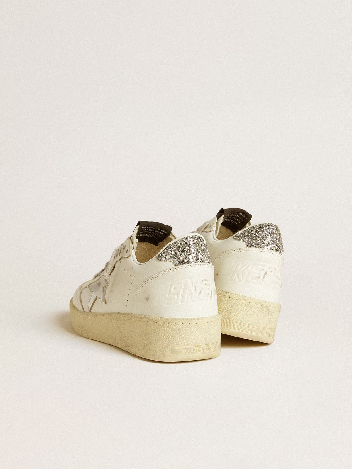 Baskets Golden Goose Ball Star 2 – Blanc/Argent pailleté
