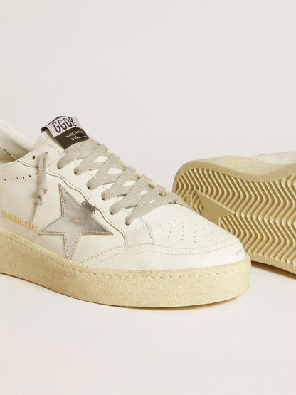 Baskets Golden Goose Ball Star 2 – Blanc/Argent pailleté
