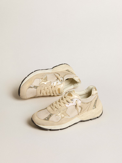 Baskets Golden Goose Dad-Star beiges à paillettes