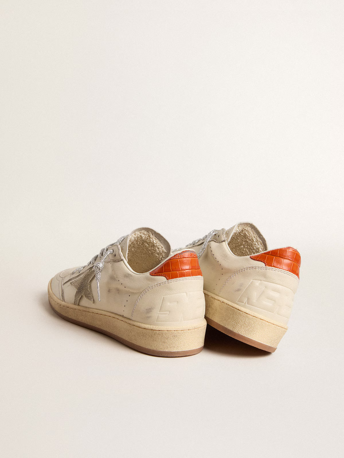 Golden Goose LTD Edition Sneaker – White/Silver with Orange Croc Heel