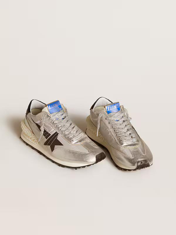 Golden Goose Marathon Sneaker – Silver & Black