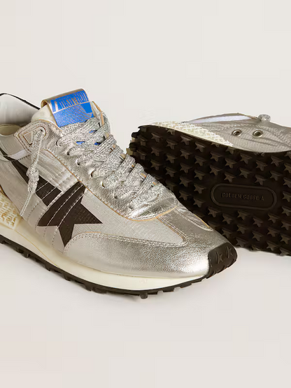 Golden Goose Marathon Sneaker – Silver & Black