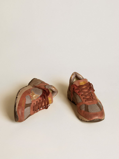 Golden Goose Running Sole Sneaker in Burnt Copper and Metallic Rose