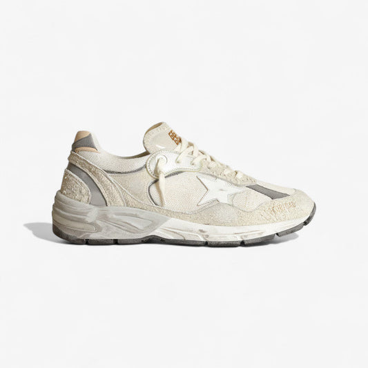 Golden Goose Running Sole Sneaker in White with Distressed Details