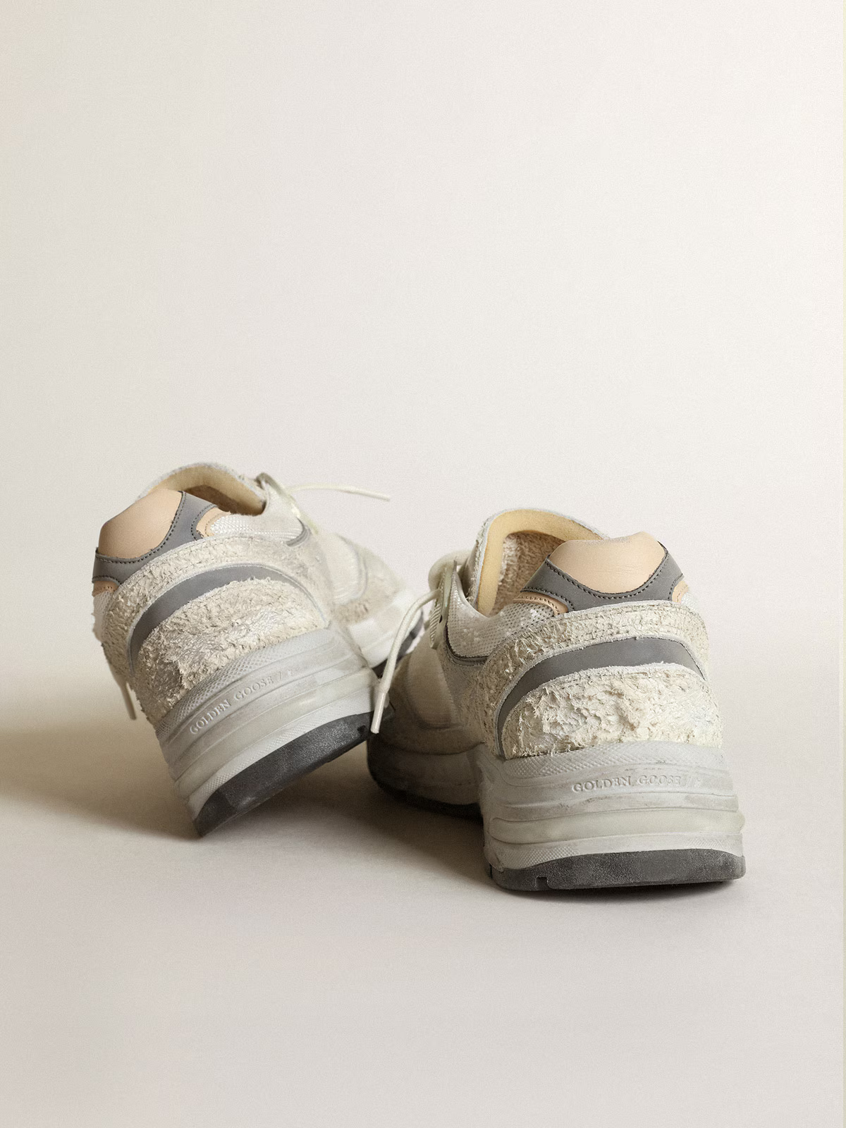Golden Goose Running Sole Sneaker in White with Distressed Details