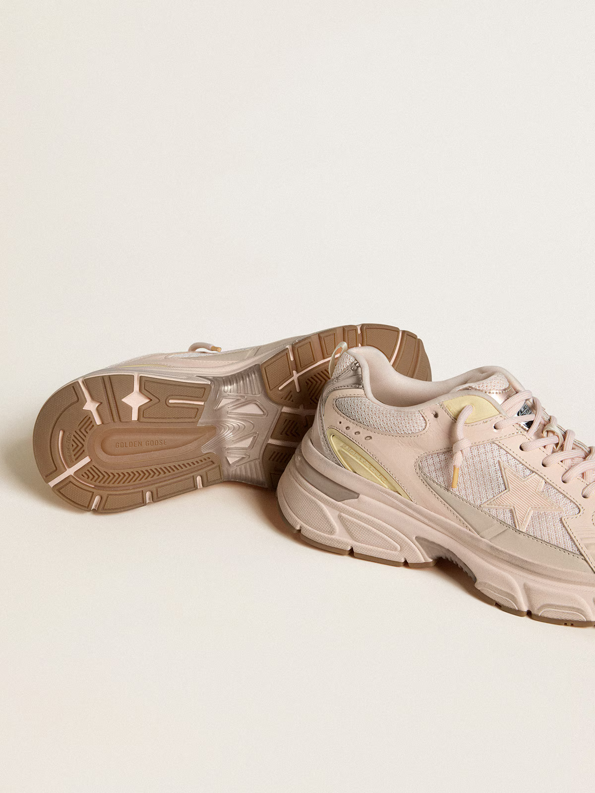 Semelle de course Golden Goose – Maille rose poudré