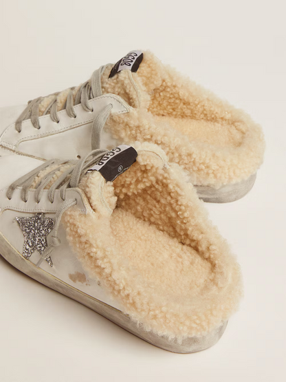 Mule Golden Goose Slide-In Superstar avec peau lainée