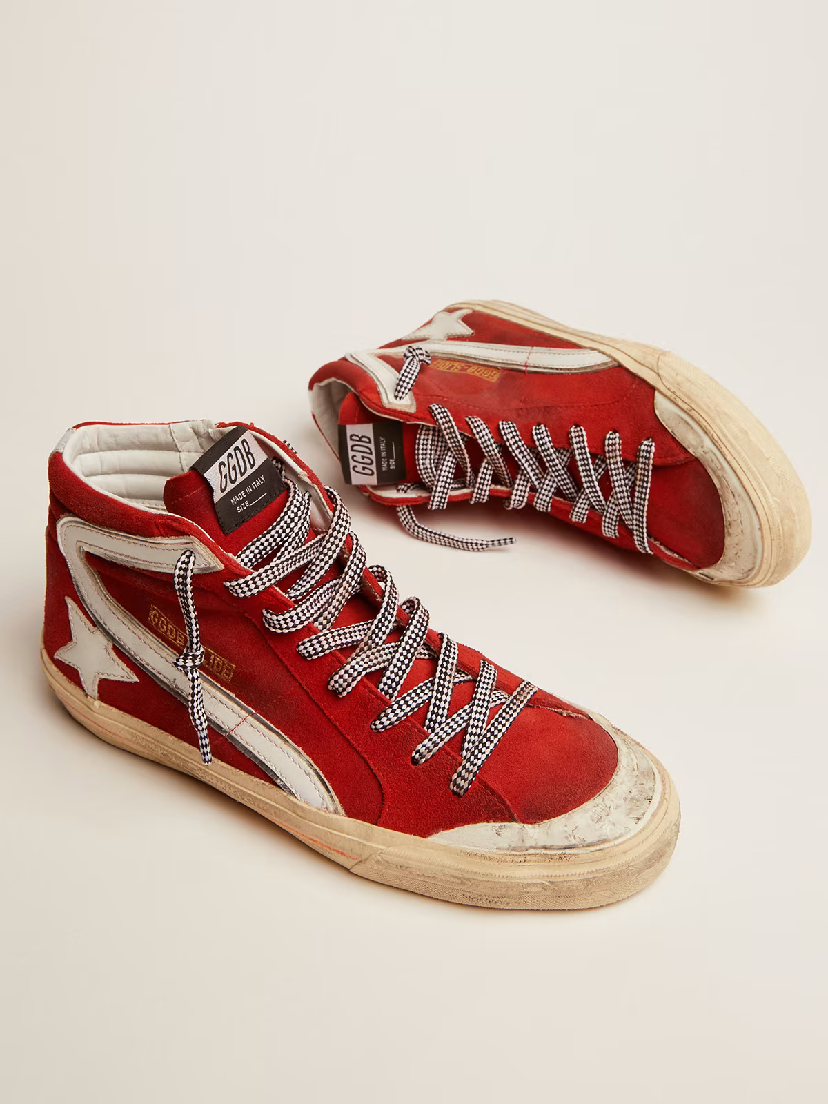 Baskets montantes Golden Goose Slide en toile rouge