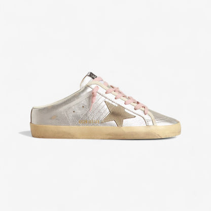Baskets Golden Goose Slide Super-Star argentées et roses