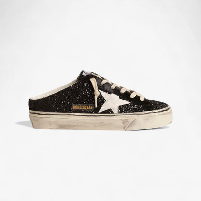 Golden Goose Super-Star Slide Mule in Black Glitter