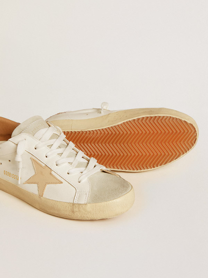 Golden Goose Superstar – White Leather with Pink Glitter Heel