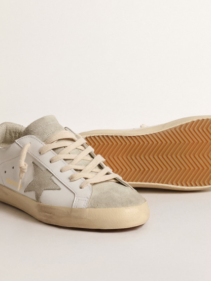 Golden Goose Superstar – White Leather with Silver Glitter Heel