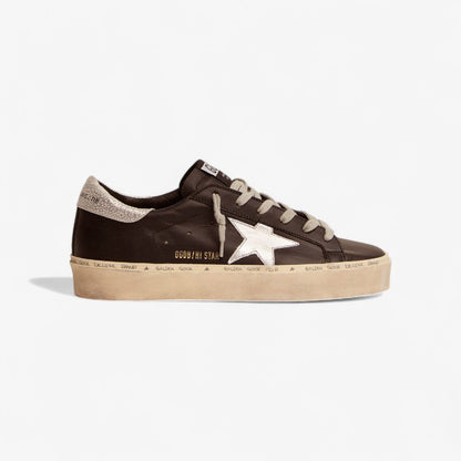 Hi Star Sneakers In Black Leather With Silver Laminated Leather Star