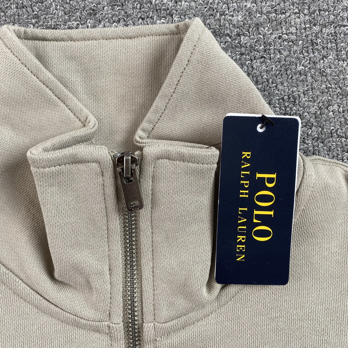 POLO RALPH LAUREN QUARTER ZIP SWEATSHIRT BEIGE