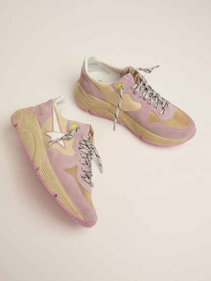 Pastel Pink Running Sole Sneakers With White Star