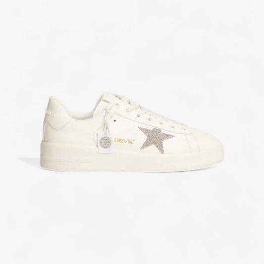 Purestar Sneakers In White Leather With Silver-colored Crystal Star