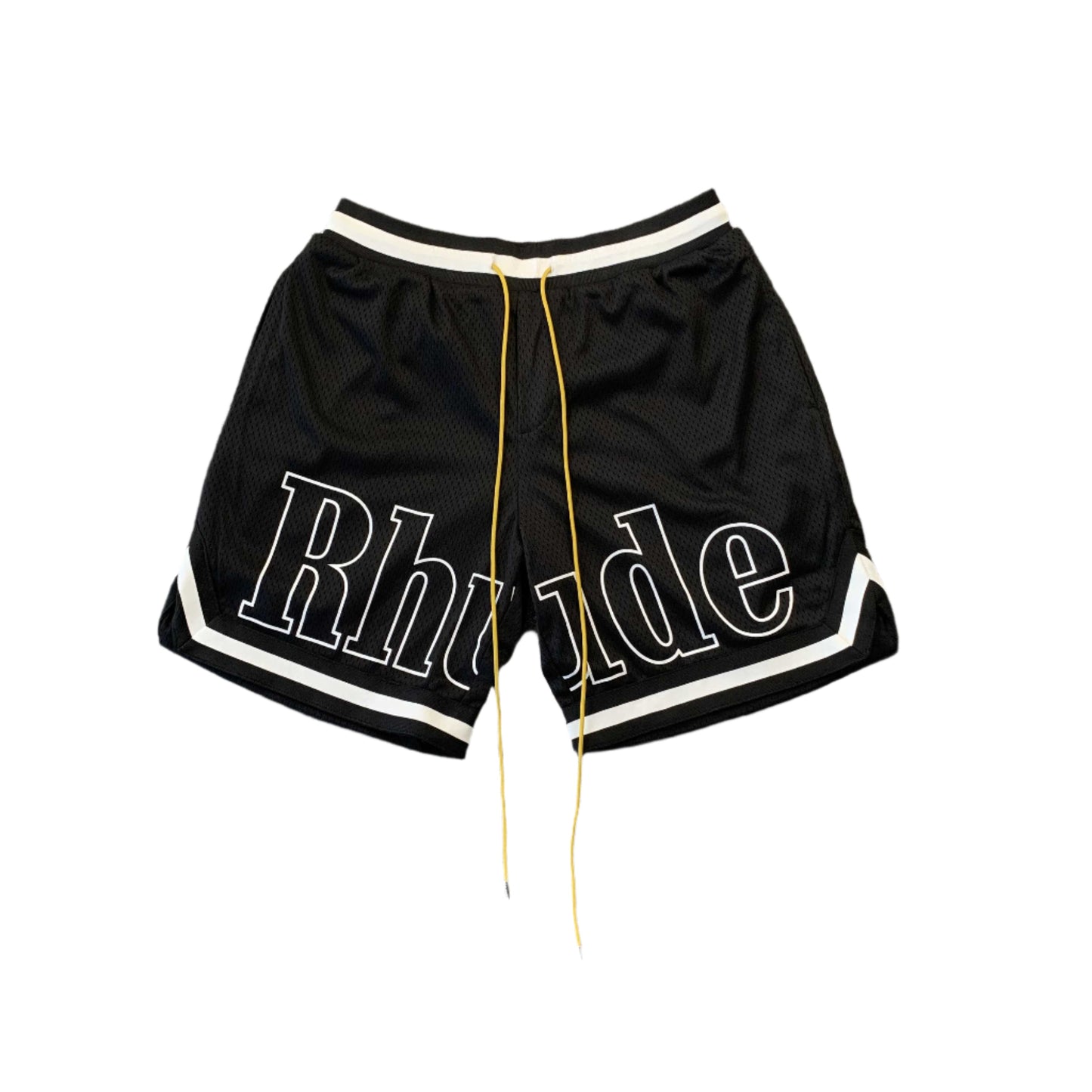 RHUDE COURT LOGO SHORTS BLACK/WHITE