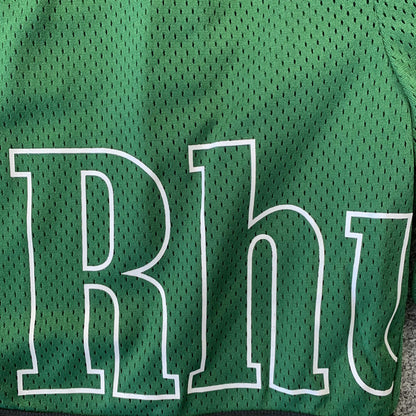 RHUDE COURT LOGO SHORTS GREEN