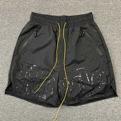 RHUDE RH LOGO SHORTS BLACK ON BLACK