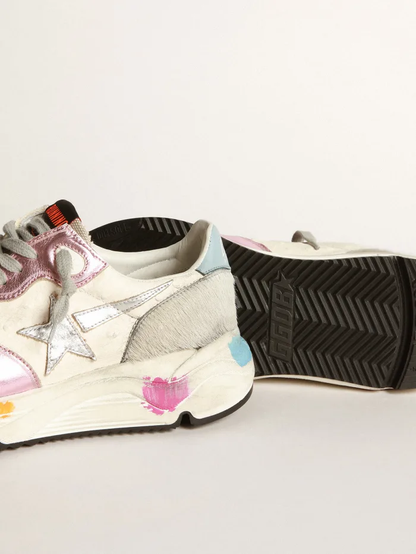 Running Sole Sneakers In Laminated Pink With Silver Star