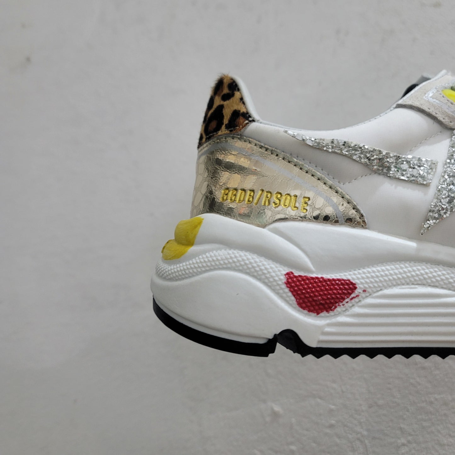 Running Sole Sneakers In Suede With Glitter And Leopard Print