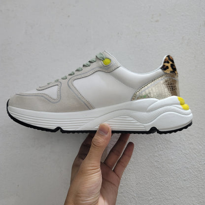 Running Sole Sneakers In Suede With Glitter And Leopard Print
