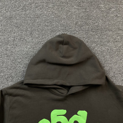 SWEAT À CAPUCHE SP5DER BELUGA GRIS ARDOISE/VERT