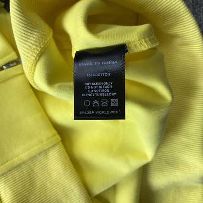 SP5DER DOUBLE LAYER 5 STAR ZIP HOODIE YELLOW