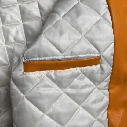 SP5DER LEATHER VARSITY JACKET ORANGE
