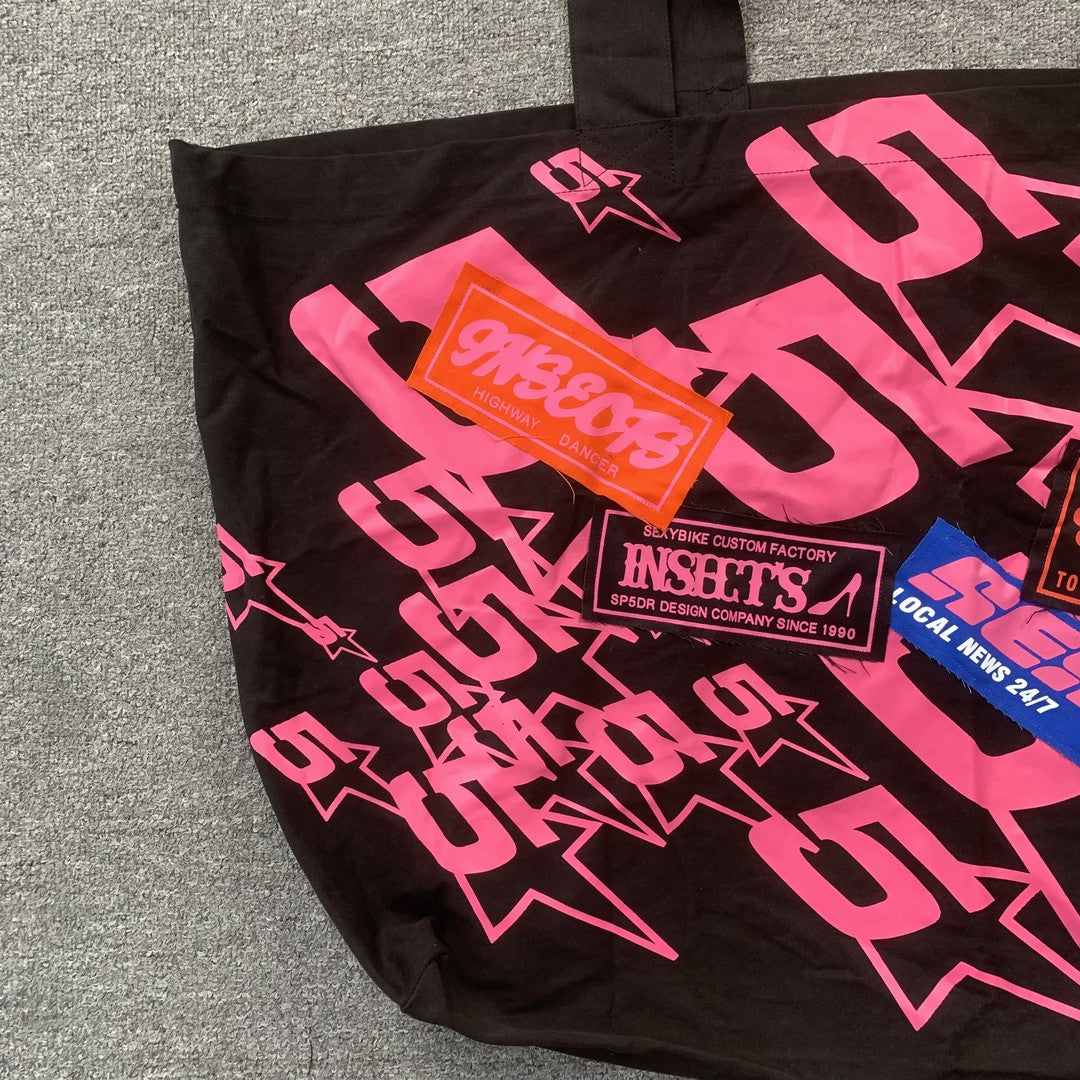 SP5DER OVERSIZED TOTE BAG BLACK