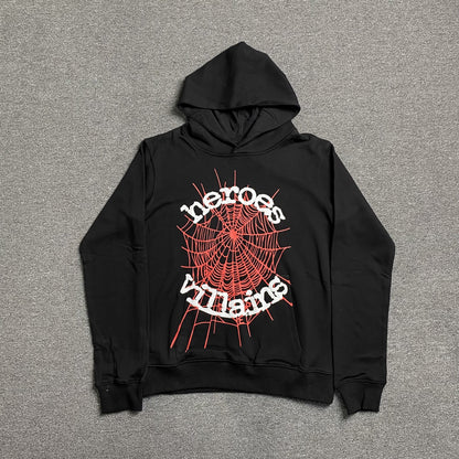 SP5DER x METRO BOOMIN HEROS AND VILLAINS HOODIE BLACK