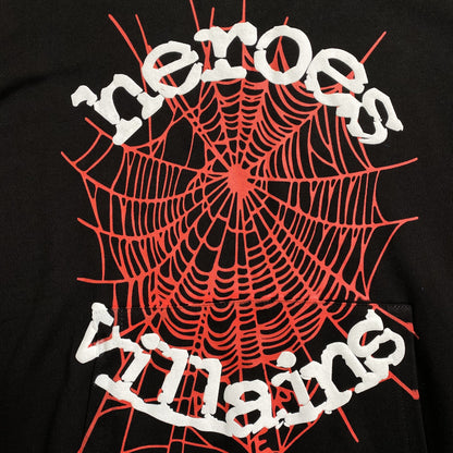 SP5DER x METRO BOOMIN HEROS AND VILLAINS HOODIE BLACK