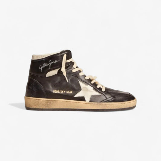 Sky-star Sneakers In Black Nappa Leather With White Nappa-leather Star