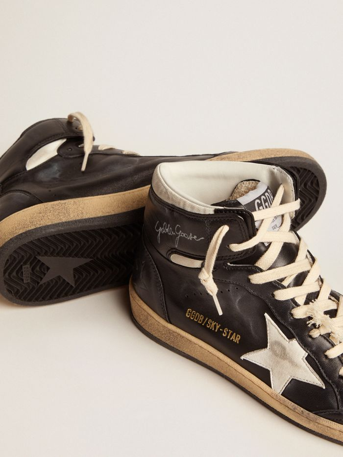 Sky-star Sneakers In Black Nappa Leather With White Nappa-leather Star