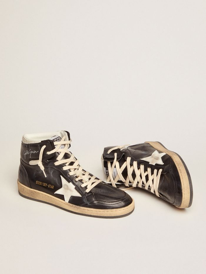 Sky-star Sneakers In Black Nappa Leather With White Nappa-leather Star