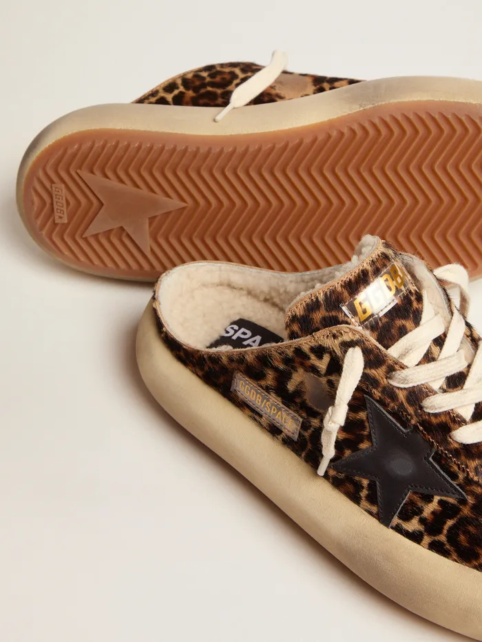 Space-star Sabot Shoes In Animal-print Pony Skin With Shearling Lining