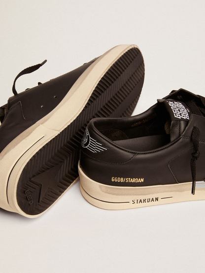 Stardan Sneakers In Total Black Leather With Vintage Finish