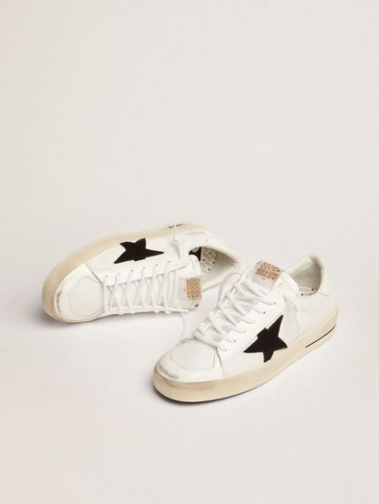 Stardan Sneakers In White Mesh With Black Suede Star And White Leather Heel Tab