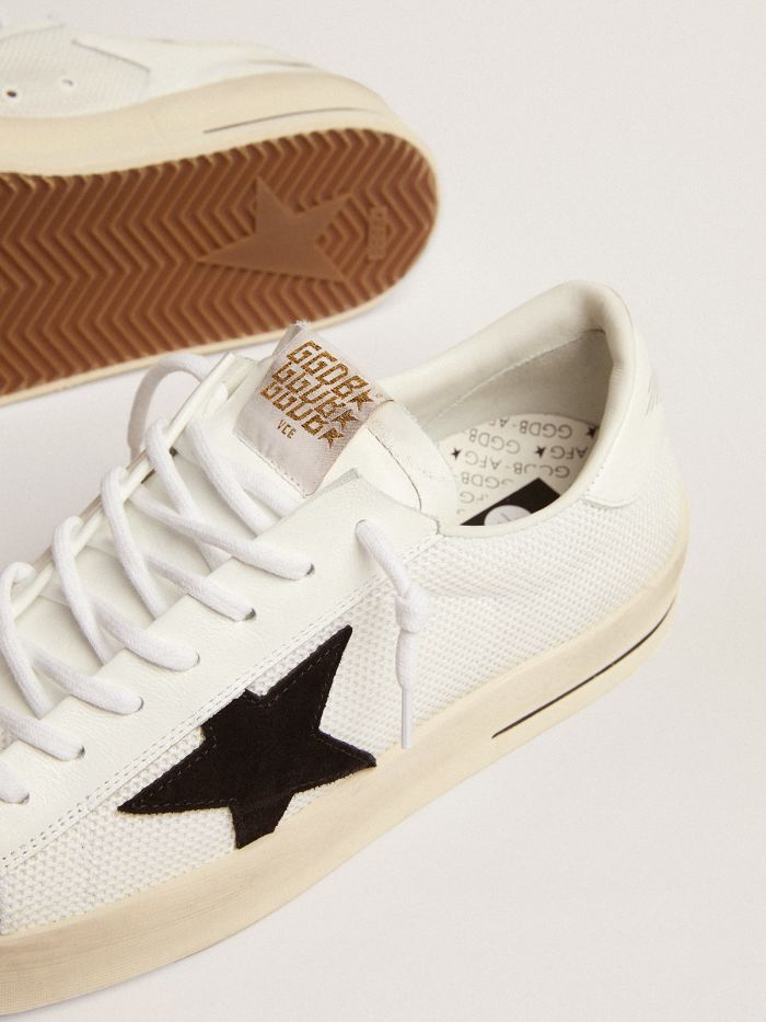 Stardan Sneakers In White Mesh With Black Suede Star And White Leather Heel Tab
