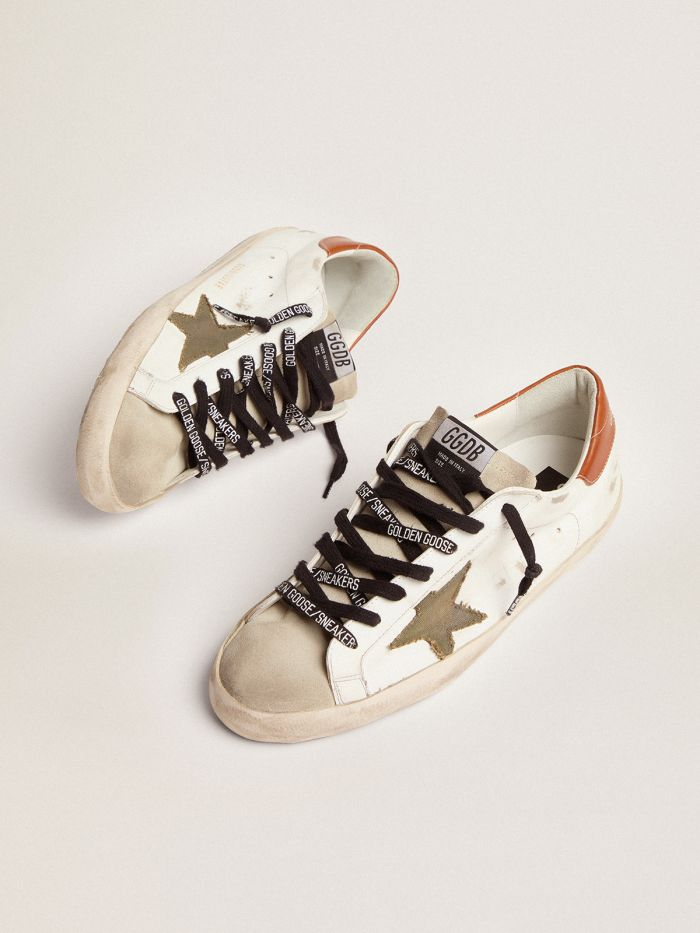 Super-star Ltd Sneakers With Olive-green Canvas Star And Tan Leather Heel Tab