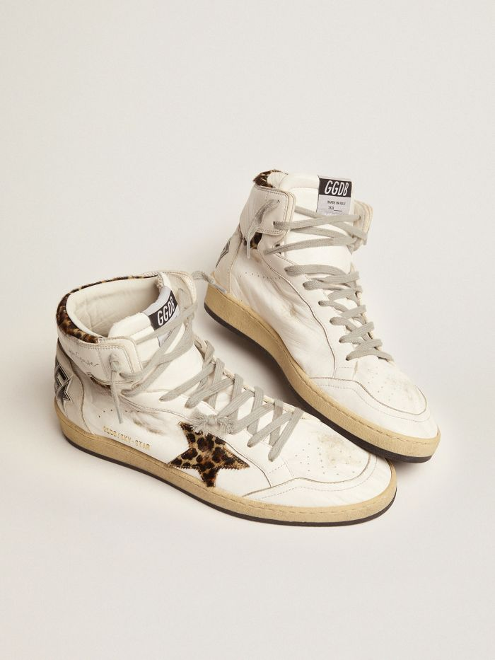 Women’s Sky-star Sneakers With Signature On The Ankle And Leopard-print Pony Skin Inserts