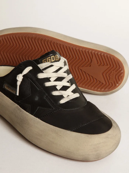 Women's Space-star Sabots In Black Nylon With Black Leather Star