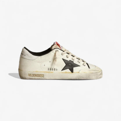 Women’s Super-star Ltd Sneakers In Beige Canvas With Black Leather Star And White Leather Heel Tab