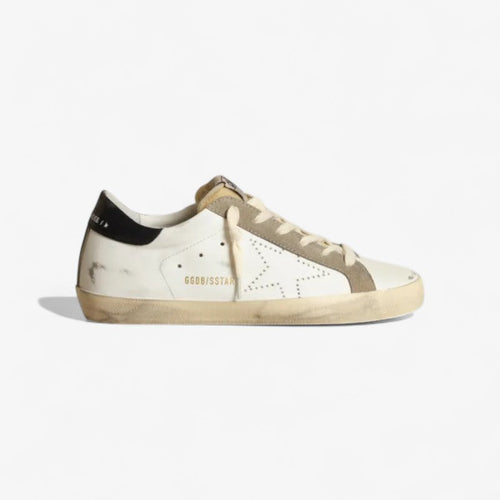 Women's Super-star Sneakers With Perforated Star And Glossy Midnight-blue Leather Heel Tab