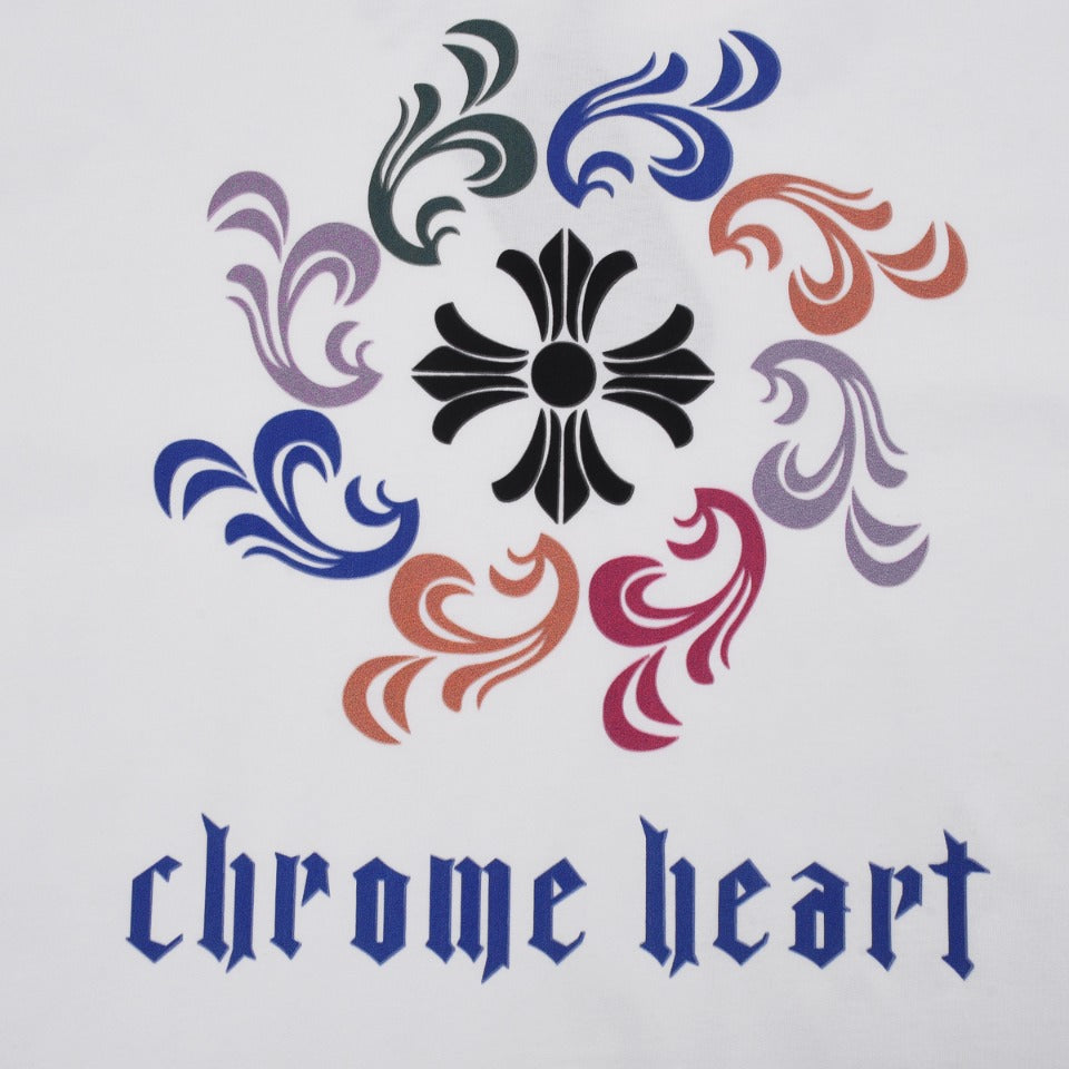 T-shirt blanc à col avec logo Chrome Hearts