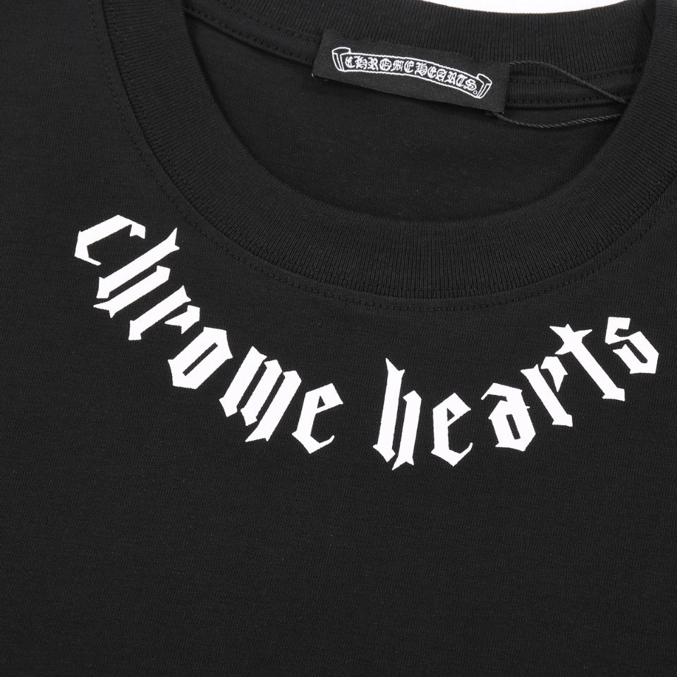 T-shirt noir à col avec logo Chrome Hearts