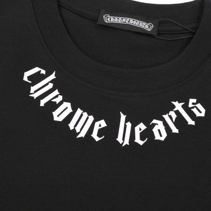 T-shirt noir à col avec logo Chrome Hearts