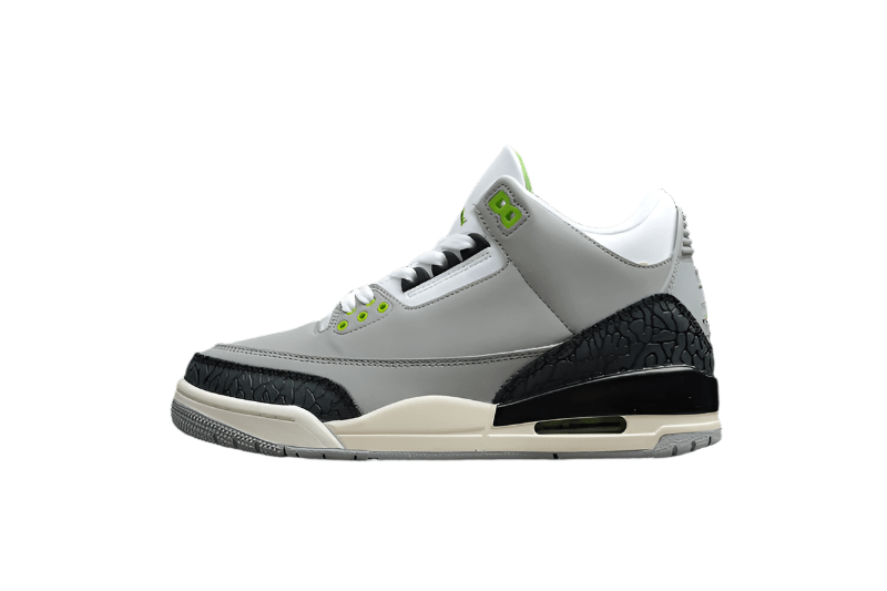 AIR JORDAN 3 RETRO CHLOROPHYLL GRIS FUMÉ CLAIR/CHLOROPHYLL/NOIR-BLANC-VOILE