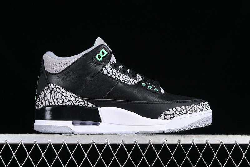 AIR JORDAN 3 RETRO GREEN GLOW NOIR/VERT LUMINEUX/GRIS LOUP/BLANC 